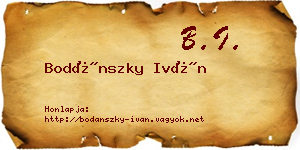 Bodánszky Iván névjegykártya